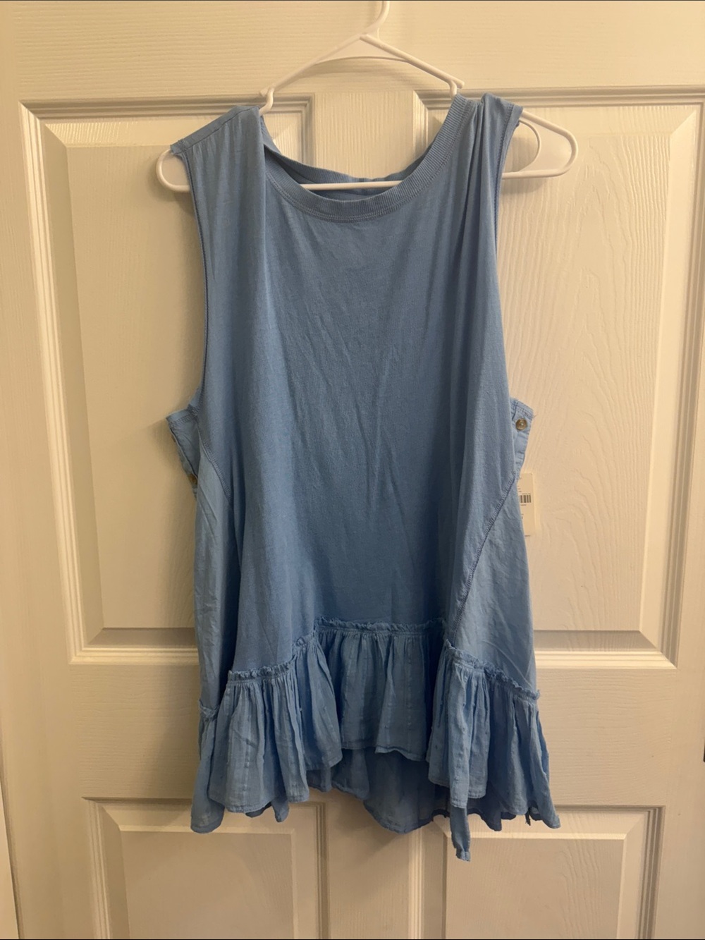 Free People Light Blue Ruffle-Hem Tank